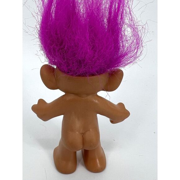 Vintage Lucky IMM Forest Troll Doll Purple Hair Brown Eyes - Picture 3 of 8